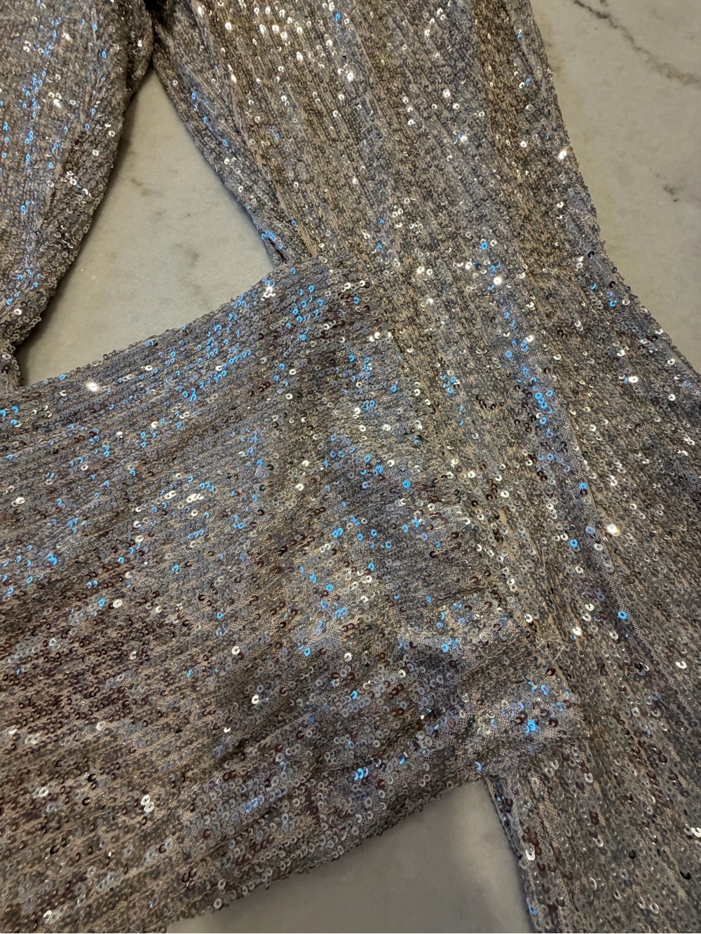 Cable & Gauge Champagne Sequin Wide-Leg Pants! Elastic! Stunning! L - Picture 6 of 7